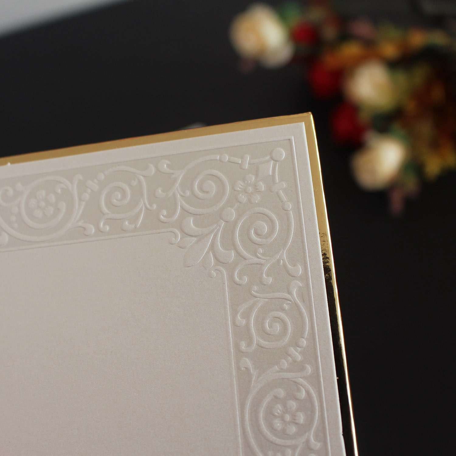 Embossing Insert Card with Golden Edge Square Card Wholesale